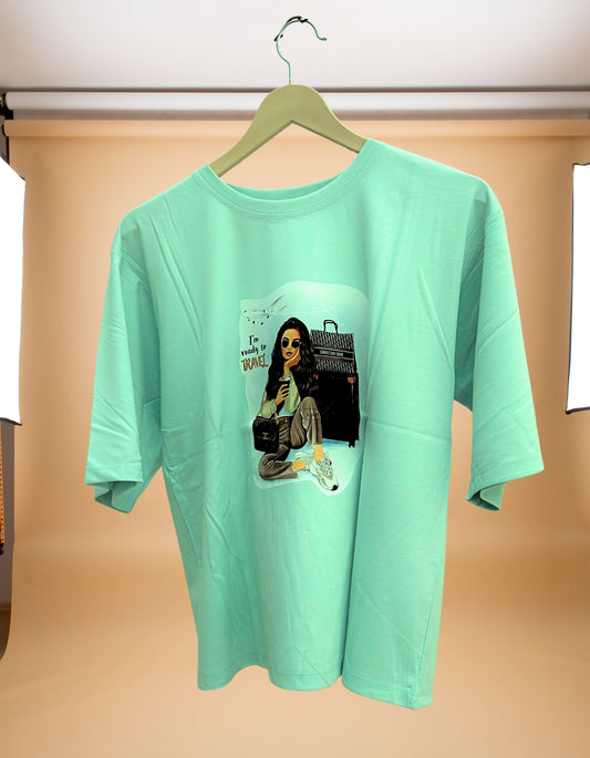 ✈️ “I’m Ready to Travel” Pistachio Green Short T-Shirt Girls