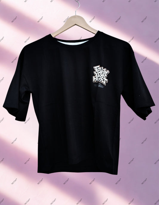 Pitch Black Follow Your Heart Crop Top – Stylish Streetwear for Women