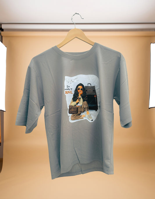 ✈️ “I’m Ready to Travel” Spanish Grey Short T-Shirt for Girls