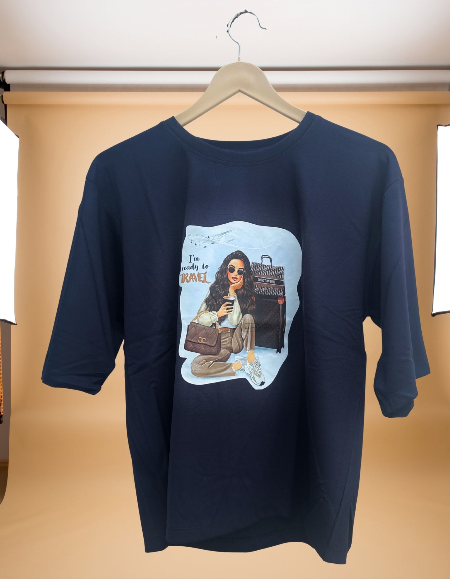 ✈️ “I’m Ready to Travel” Braves Navy Short T-Shirt for Girls