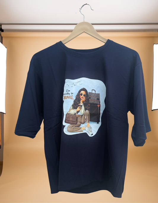 ✈️ “I’m Ready to Travel” Braves Navy Short T-Shirt for Girls