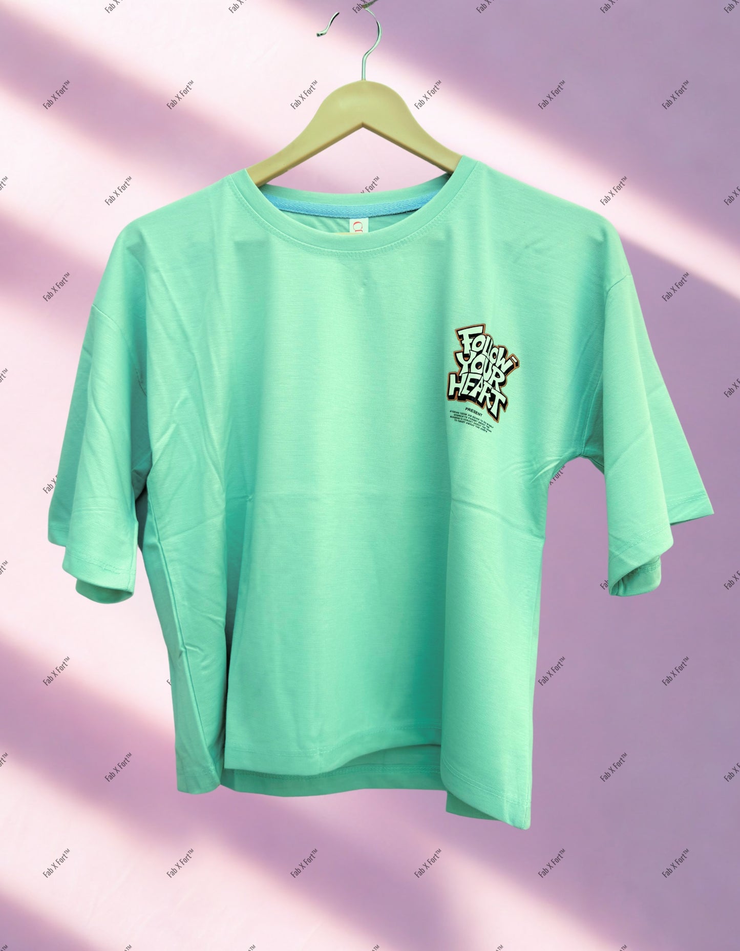 Pistachio Green Follow Your Heart Crop Top – Stylish Streetwear for Women