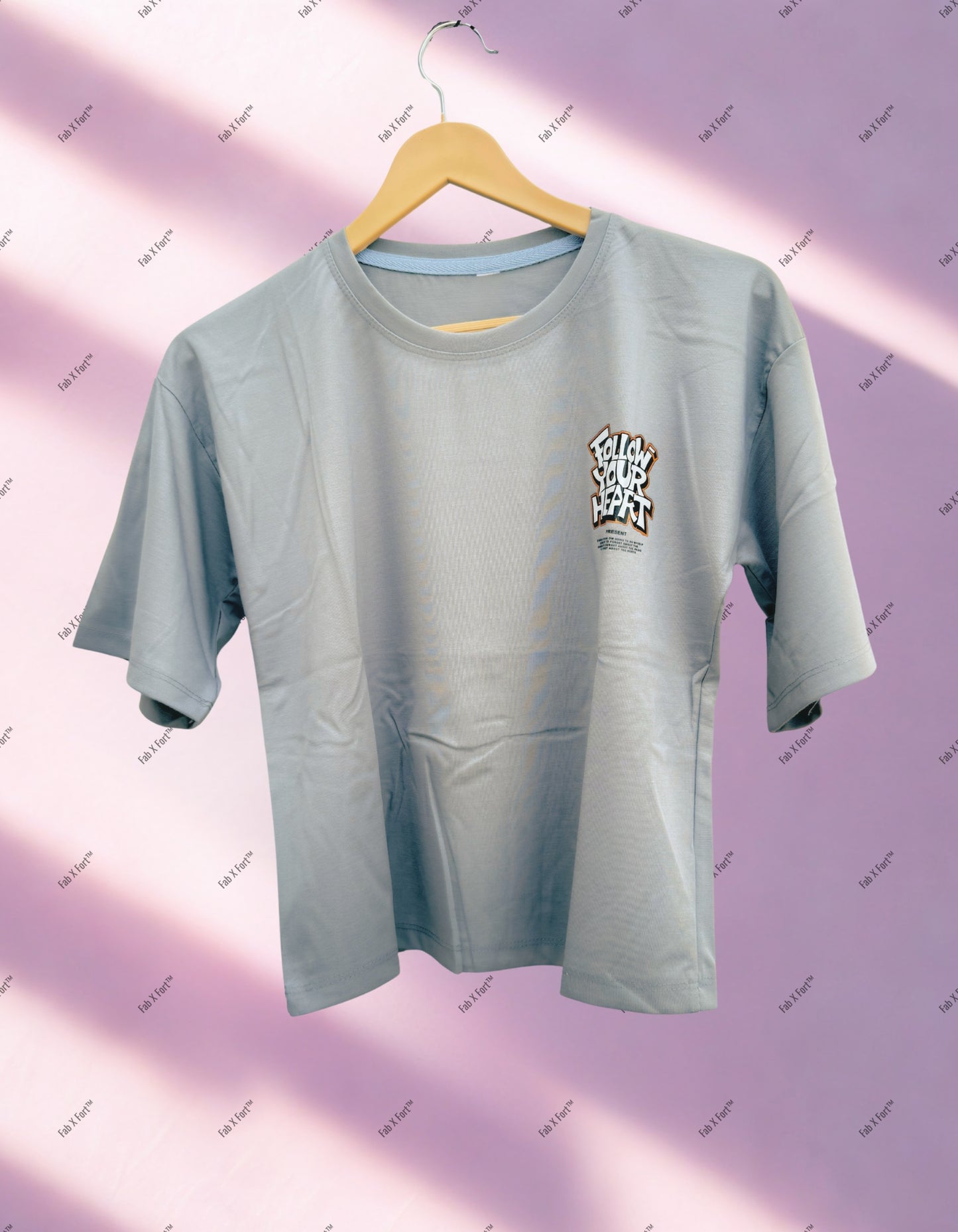 Spanish Grey Follow Your Heart Crop Top – Stylish Streetwear for Women